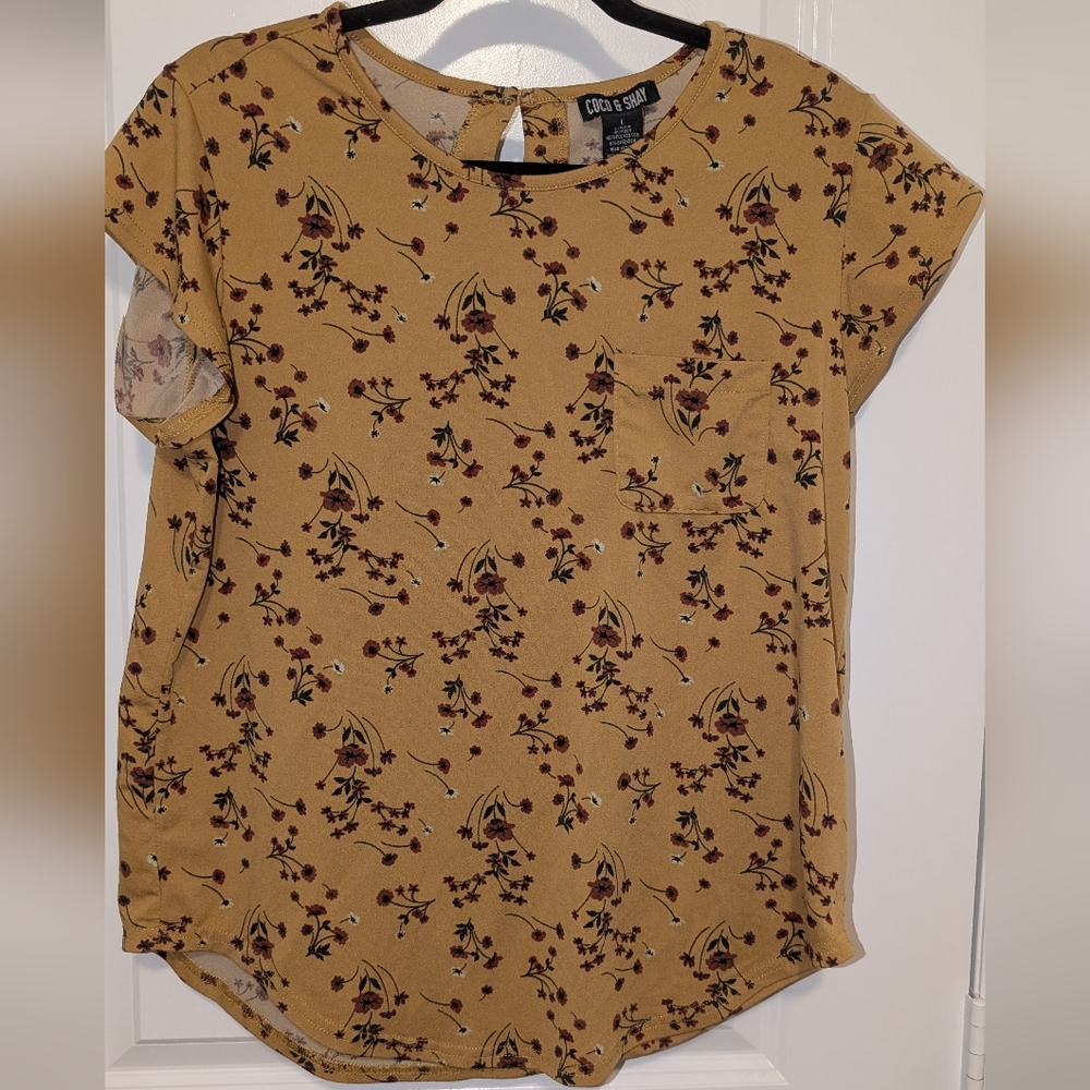 Floral Print Mustard Top